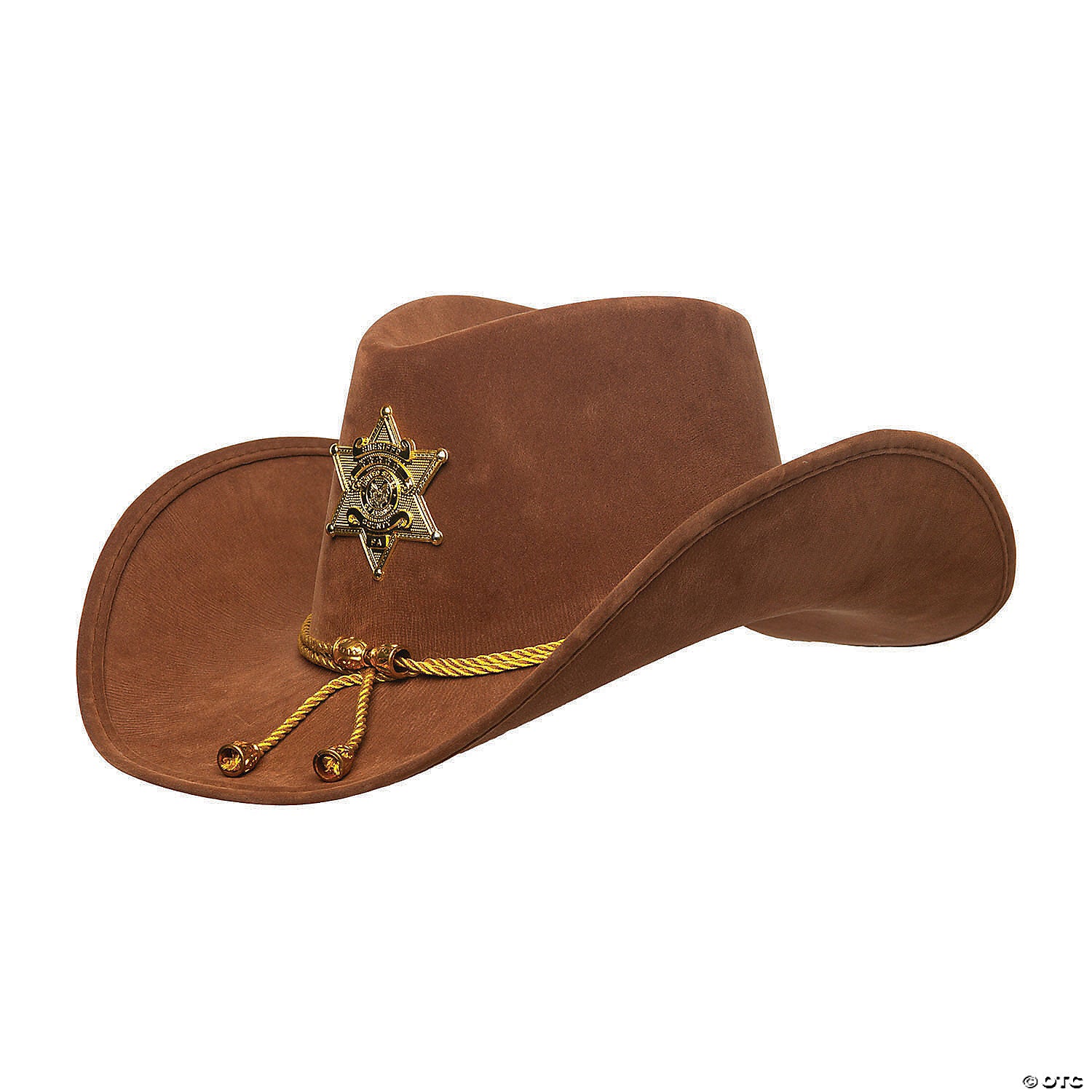 adults brown cowboy sheriff hat with badge~ur30032os