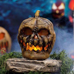 10 animated flaming burlap pumpkin halloween decoration~tt90006-a02