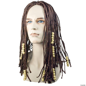 adults brown dreadlock wig with beads~lw308bn