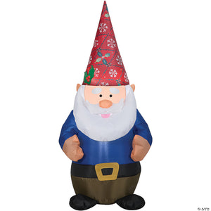 4 ft blow up inflatable gnome with christmas hat & built in led lights outdoor yard decoration~ss117170g-a02