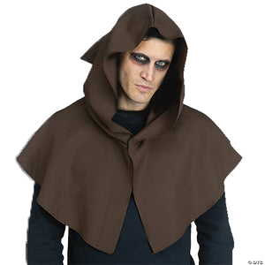 adults brown hooded capelet~fw90684br