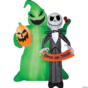 77 blow up inflatable nightmare before christmas jack skellington with oogie boogie & built in led lights outdoor yard decoration~ss72626g-a01