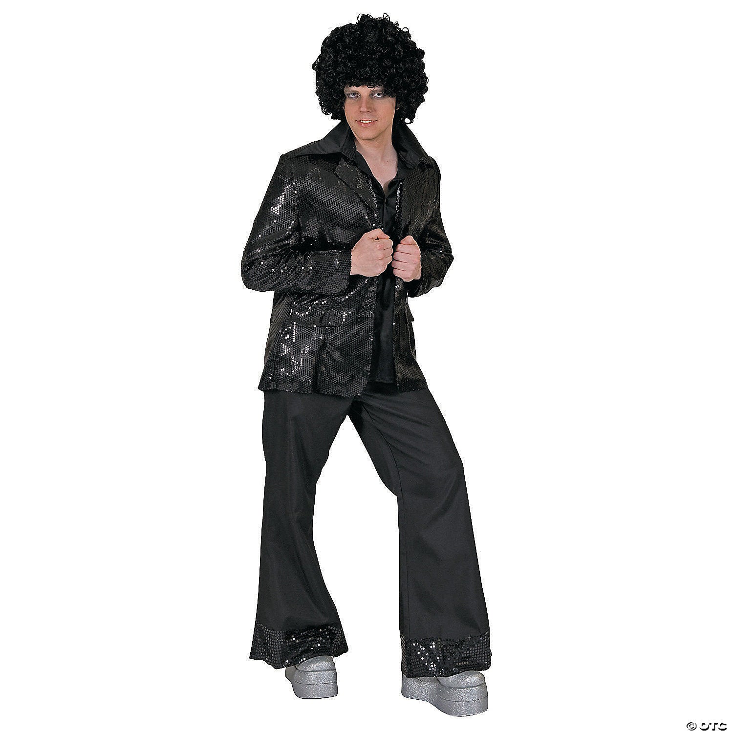 men& 8217 s black disco jacket costume large~ff782722lg