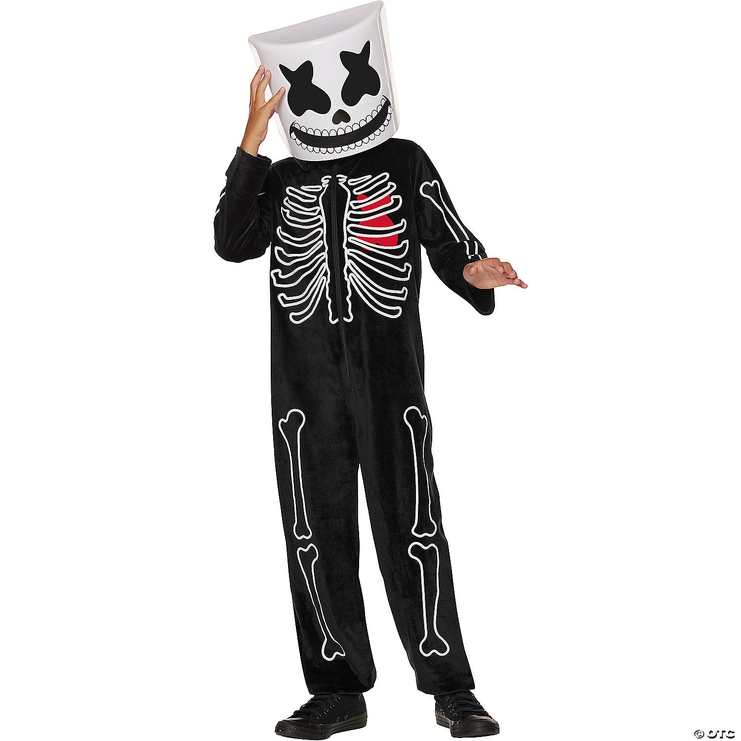 kids marshmello black & white mello skeleton jumpsuit costume extra large 14 16~fw103592xl