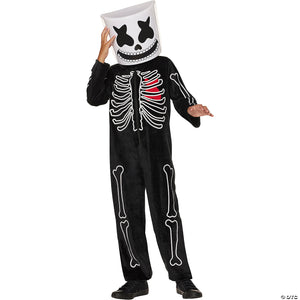kids marshmello black & white mello skeleton jumpsuit costume extra large 14 16~fw103592xl