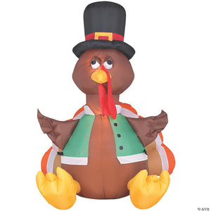48 blow up inflatable happy turkey with vest outdoor yard decoration~ss26396g
