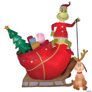 airblown& 174 grinch and max in sleigh colossal scene 118 inflatable christmas outdoor yard decor~ss882542g