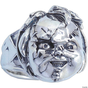 child& 8217 s play& 8482 scarred chucky face plated brass ring size 12~majakus10212