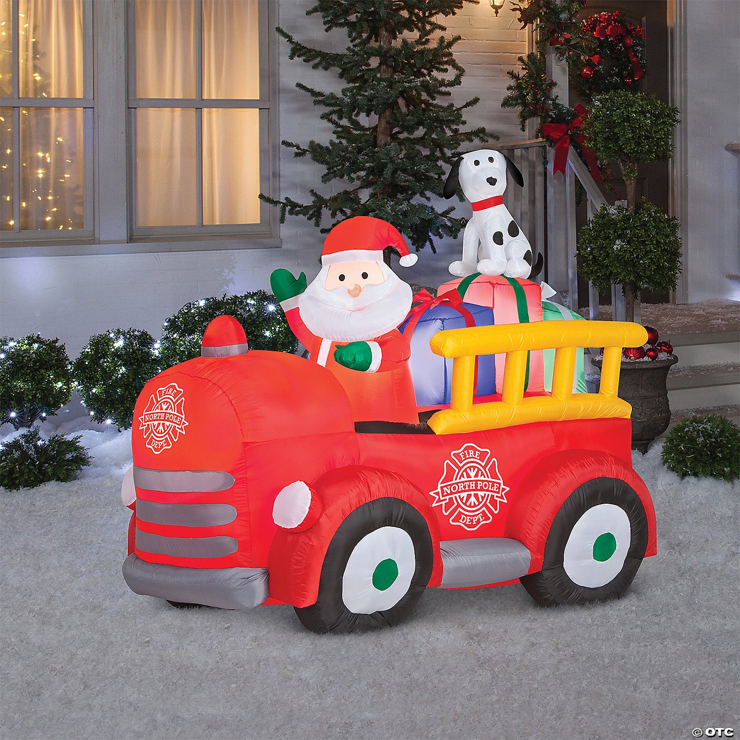 61 blow up inflatable santa driving fire truck outdoor yard decoration~ss86290g-a01