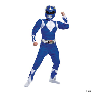 boy s classic muscle mighty morphin blue ranger costume medium~dg103209k