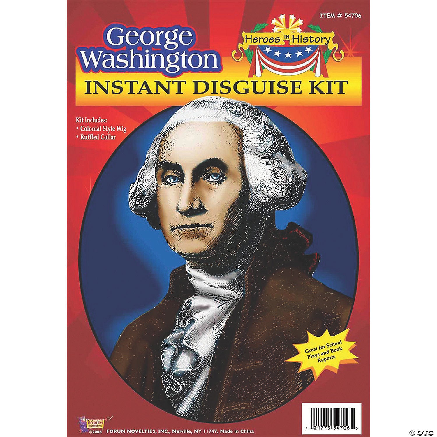 heroes in history george washington costume wig & collar~fm54706