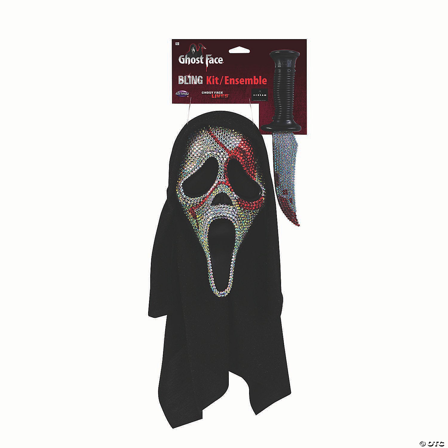 adults scream& 8482 ghost face bling bloody mask & knife costume accessory set~fw93589