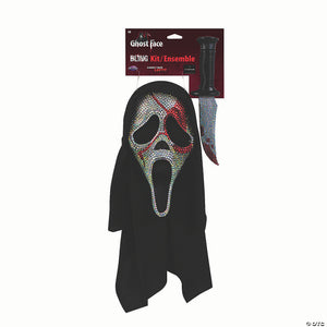 adults scream& 8482 ghost face bling bloody mask & knife costume accessory set~fw93589