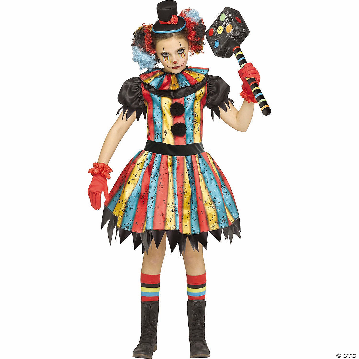 girl& 8217 s multicolor polyester carny clown costume medium 8 10~fw127082m