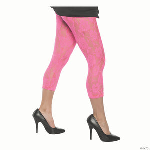 adults neon pink lace leggings small~ur28270sm