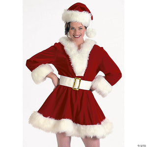 adult women& 8217 s burgundy velvet perky pixie mrs clause dress costume 2xl~ae7054xxl