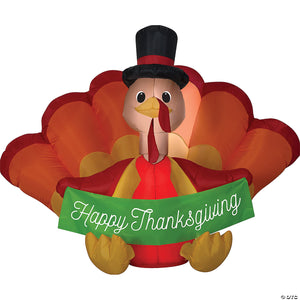 54 blow up inflatable turkey with banner & built in led lights outdoor yard decoration~ss73382g