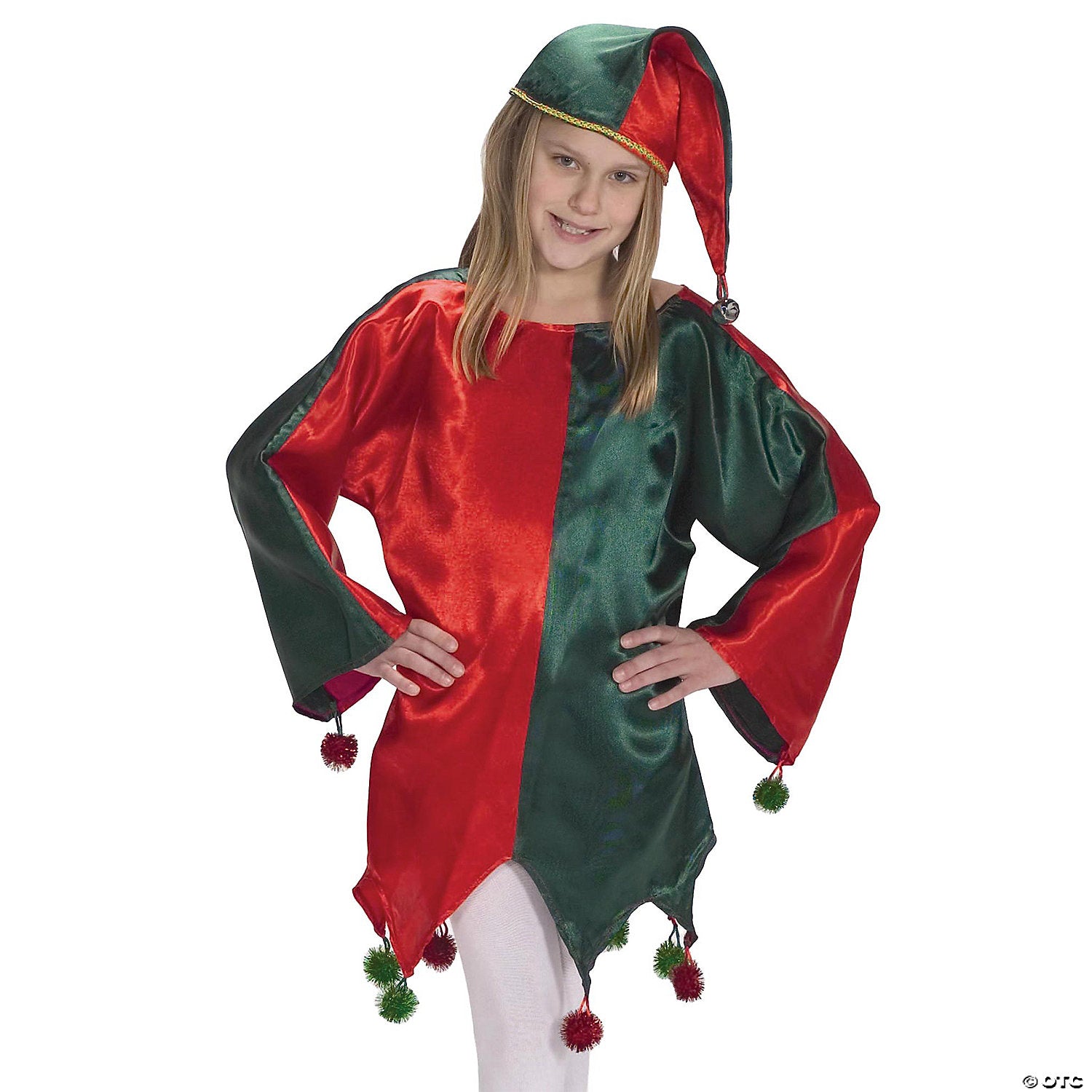kids satin jingle elf costume size 4 8~ae1103ssd