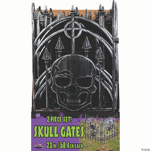 23 silver skull face gates set of 2 halloween decoration~fw96045