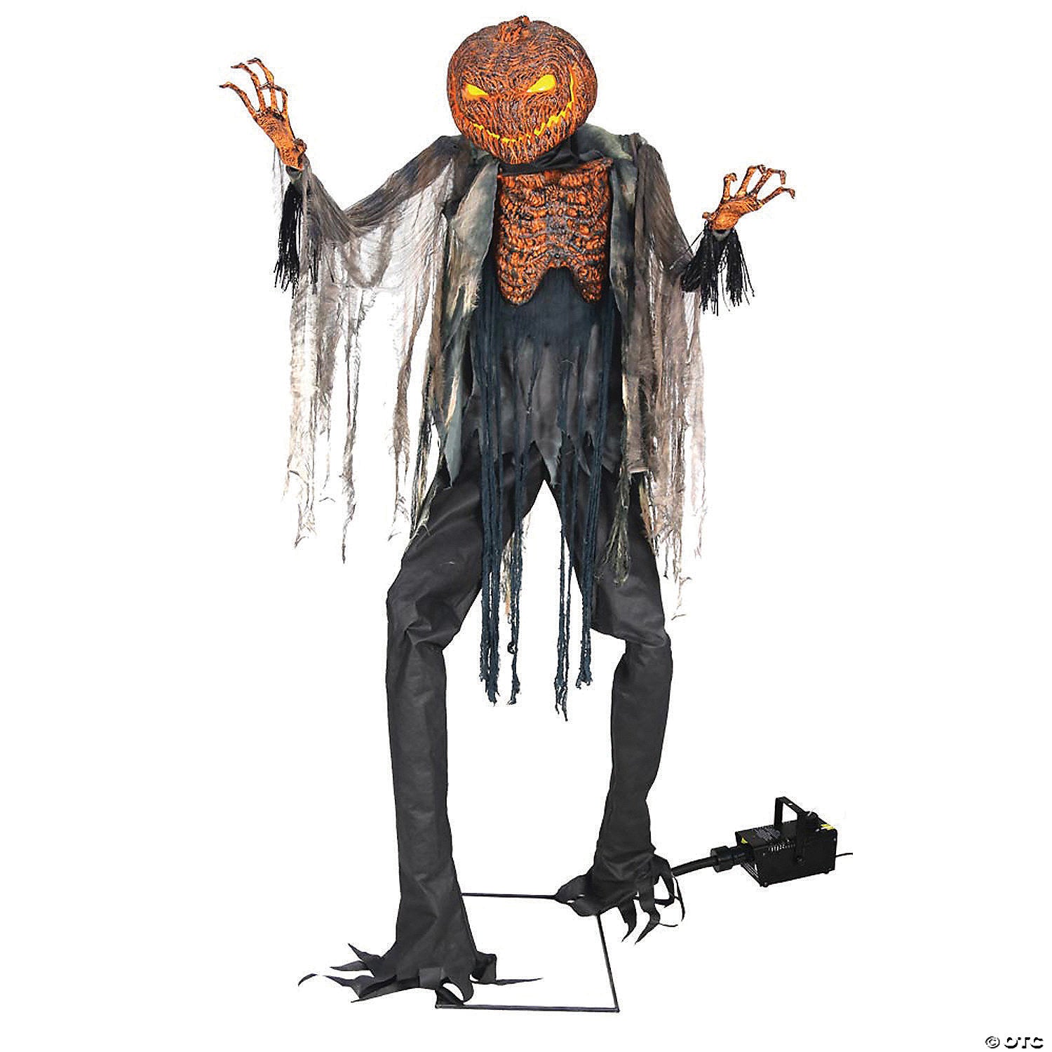 7 ft x 3 ft animated scorched scarecrow with fog machine decoration~mr127030-a02