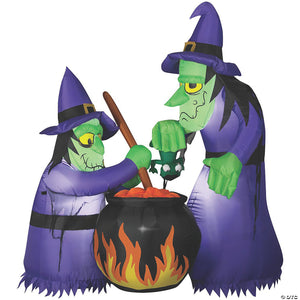 6 blow up inflatable double bubble witches with cauldron outdoor yard decoration~ss64022g