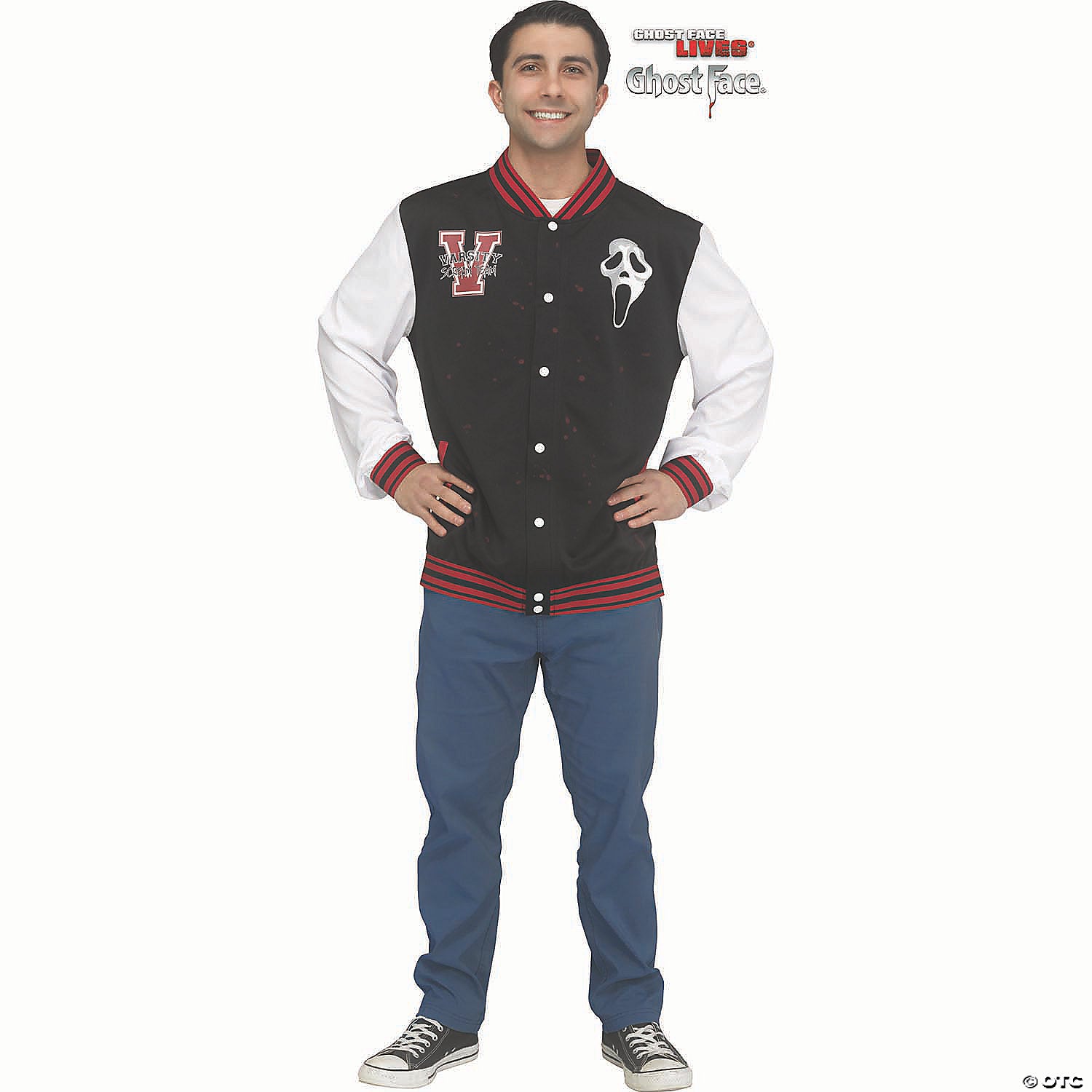 adults red scream team varsity jacket costume standard~fw134134