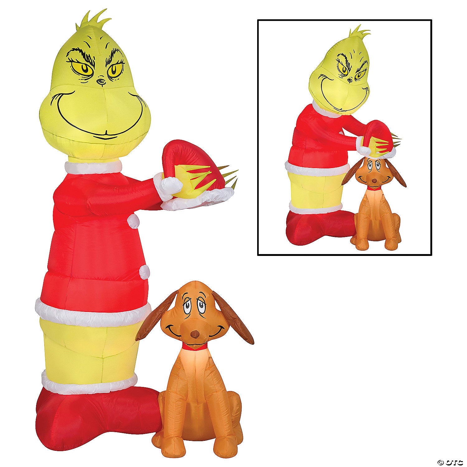 airblown& 174 animated grinch putting santa hat on max 35 inflatable christmas outdoor yard decor~ss882538g