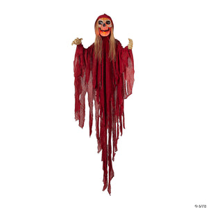 4 light up skeletal reaper in red robes halloween hanging decoration~atc00100-a01
