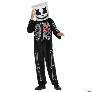 kids marshmello black & white mello skeleton jumpsuit costume medium 8 10~fw103592m