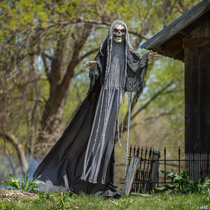 6 ft standing up & down black & gray skeleton reaper halloween decoration~atc00036-a02