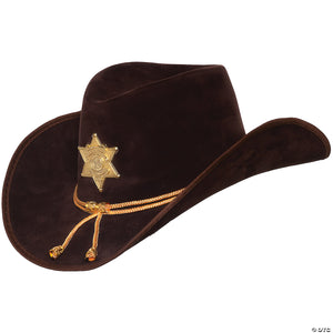 adults brown cowboy sheriff hat with rope hatband~ur30584