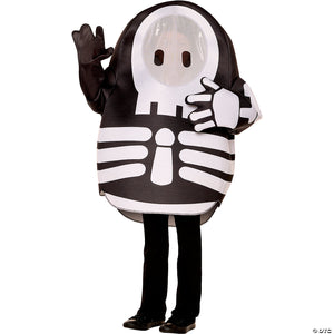 kids fall guys& 8482 black & white polyester tunic skelly costume fits up to size 14~fw107942