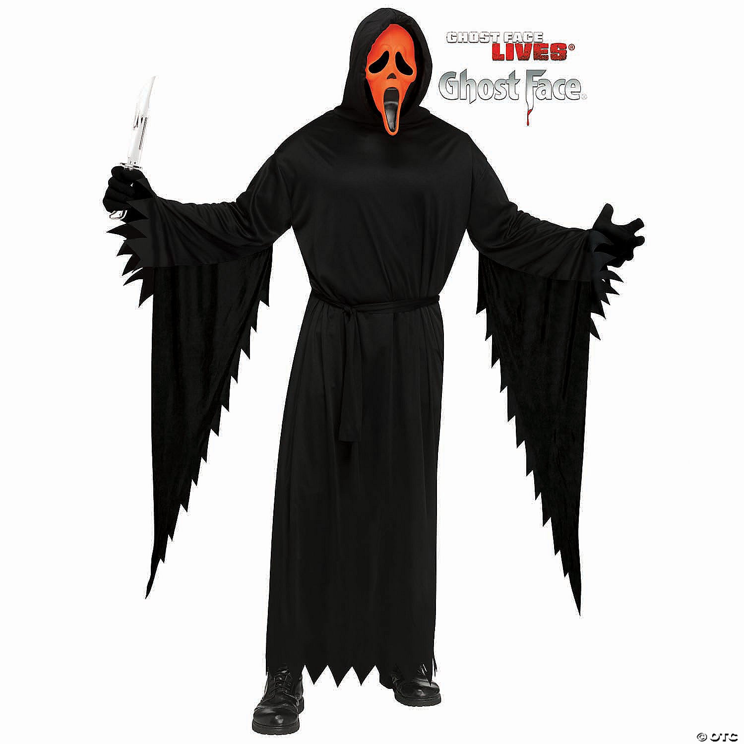 kids ghost face& 174 black robe with orange fluorescent mask costume medium 8 10~fw138252nm