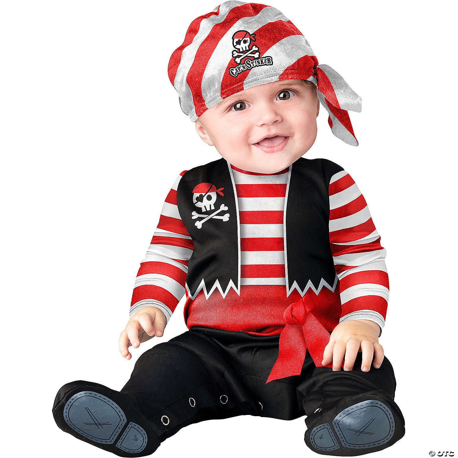 baby value red black & white pirate polyester halloween costume xs 0 6 months~fwck16156xs