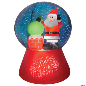 projection airblown& 174 snow globe santa on rooftop scene in snowflurry 66 inflatable christmas outdoor yard decor~ss882509g
