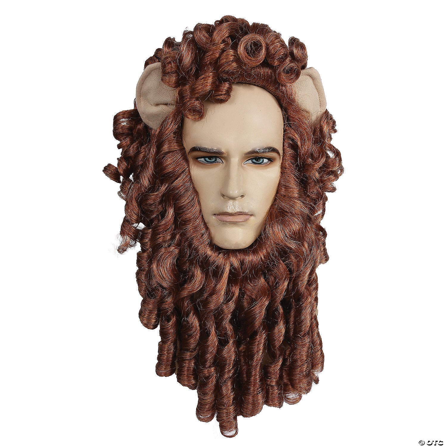 Men's Brown Curly Lion Wig Set