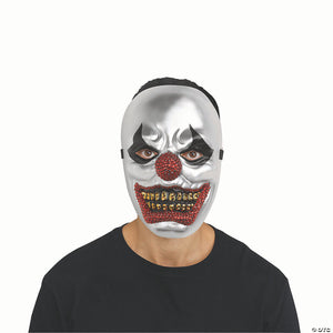 adults silver with red & gold rhinestone bling big top clown full mask one size~fw93592
