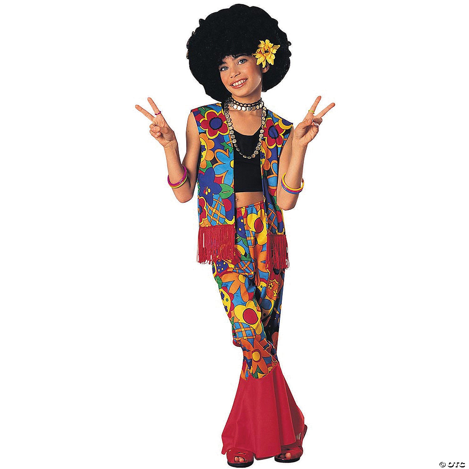 girl& 8217 s flower power hippie costume small~ru18664sm