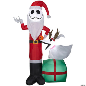 sup blowup inflatable jack skellington & zero with built in lights halloween outdoor yard decoration~ss117716g-a02