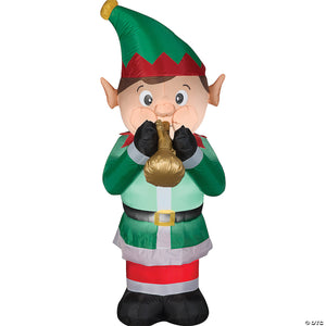 72 blow up inflatable animated elf playing trumpet outdoor yard decoration~ss118906g-a01
