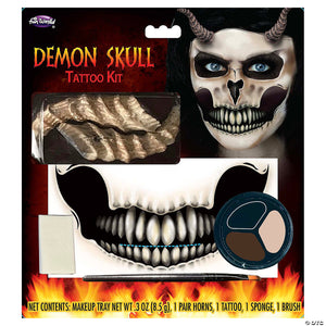 demon skull tattoo & horns makeup kit~fw2904c