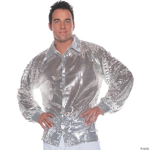 men s silver sequin shirt costume standard~ur29182