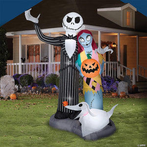 6 ft blow up inflatable nightmare before christmas jack sally & zero with built in led lights outdoor yard decoration~ss220951g-a02