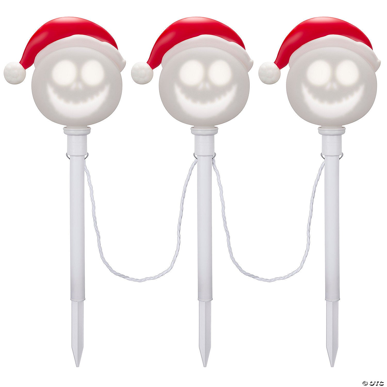 sup emoteglow& 8482 jack skellington with santa hat pathway yard stakes~ss883455g-a02