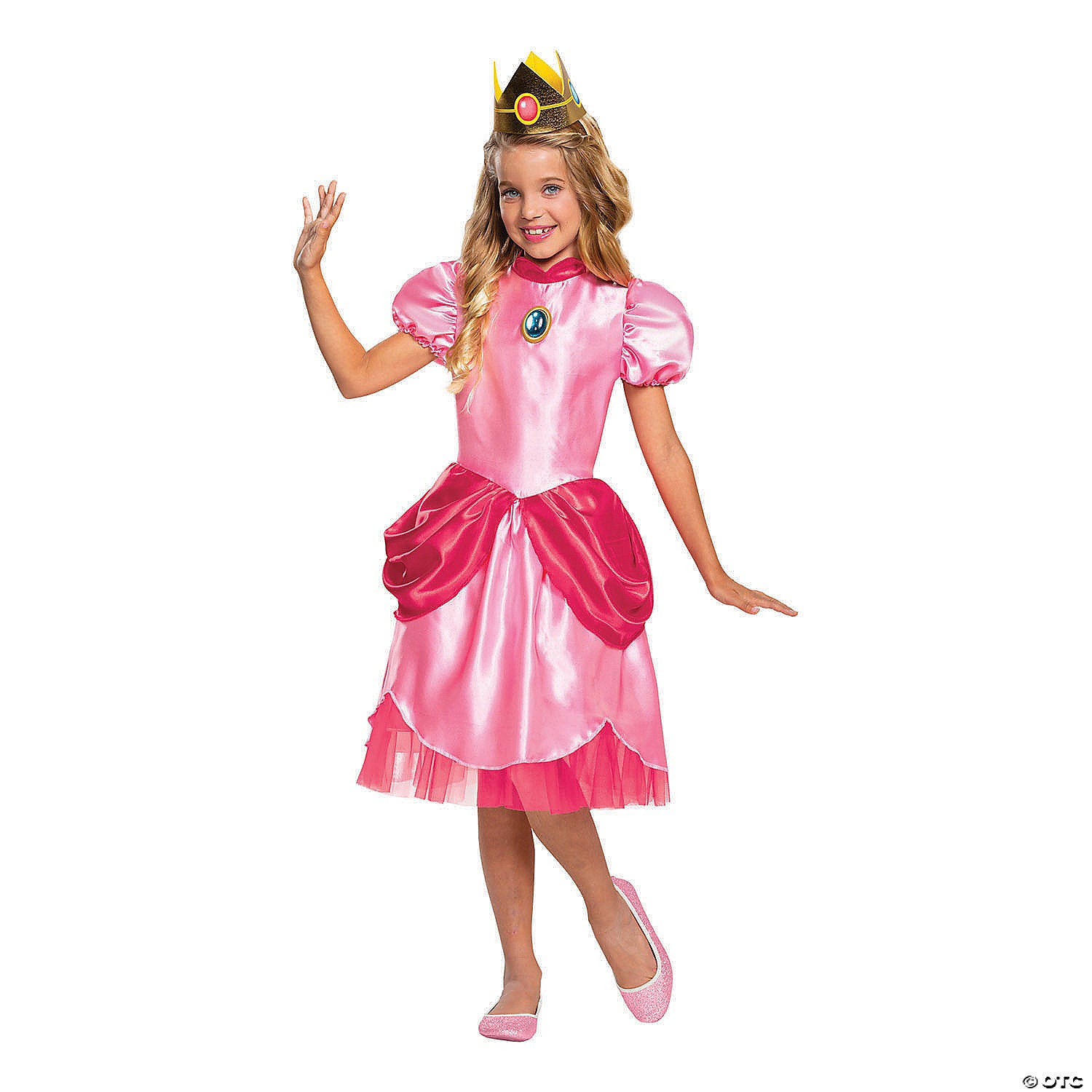 girl s deluxe super mario bros & 8482 princess peach costume small~dg10690l