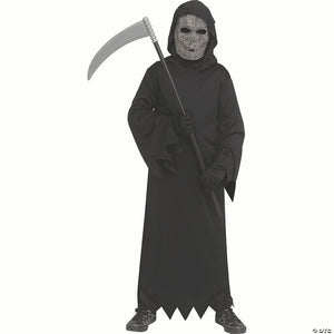 kids black polyester robe with silver rhinestone bling reaper mask costume medium 8 10~fw137652m