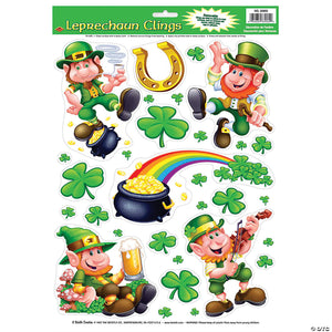 leprechaun shamrock window clings~bg33905