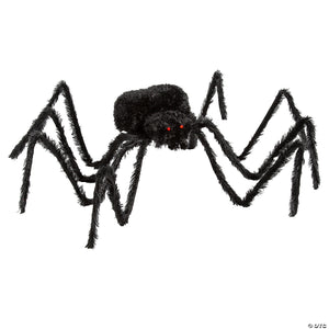 4 furry black polyester spider halloween decoration~atc00138-a01