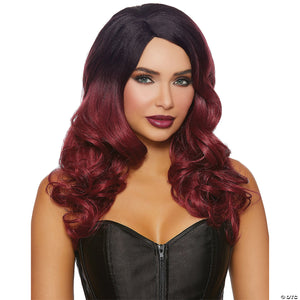 adults black & burgundy ombre long wavy wig~rl11338