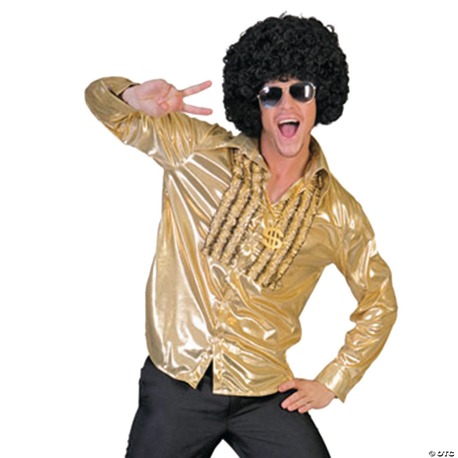 men s gold saturday night fever shirt costume small~ff783165